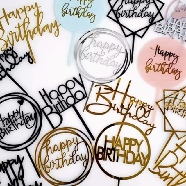 Happy Birthday Sign Cake Topper (生日快乐蛋糕插牌).