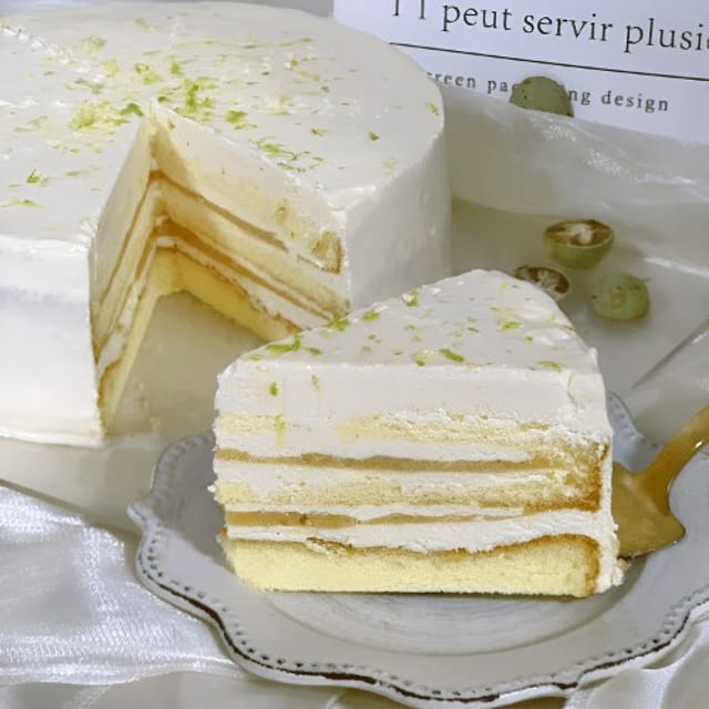 ⏰🎂 Lemon Yuzu White Chocolate Bavarois Whole Cake (柠檬柚子白巧蛋糕).