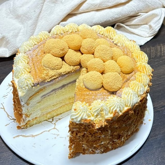 ⏰🎂 Taro Soymilk Mochi Whole Cake (豆乳麻薯芋泥蛋糕).