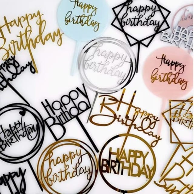 Happy Birthday Sign Cake Topper (生日快乐蛋糕插牌).
