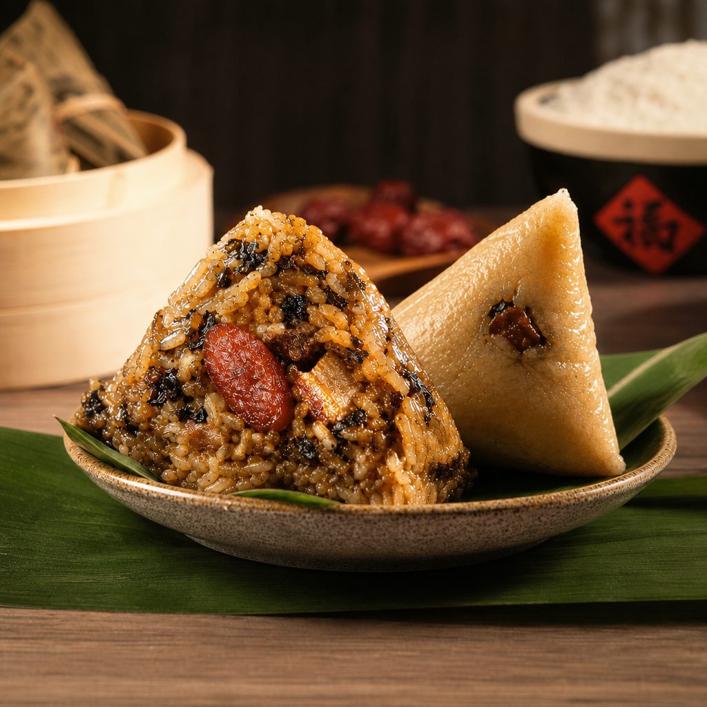 Mei Cai Pork & Sausage Rice Dumpling (梅干菜香肠肉粽).