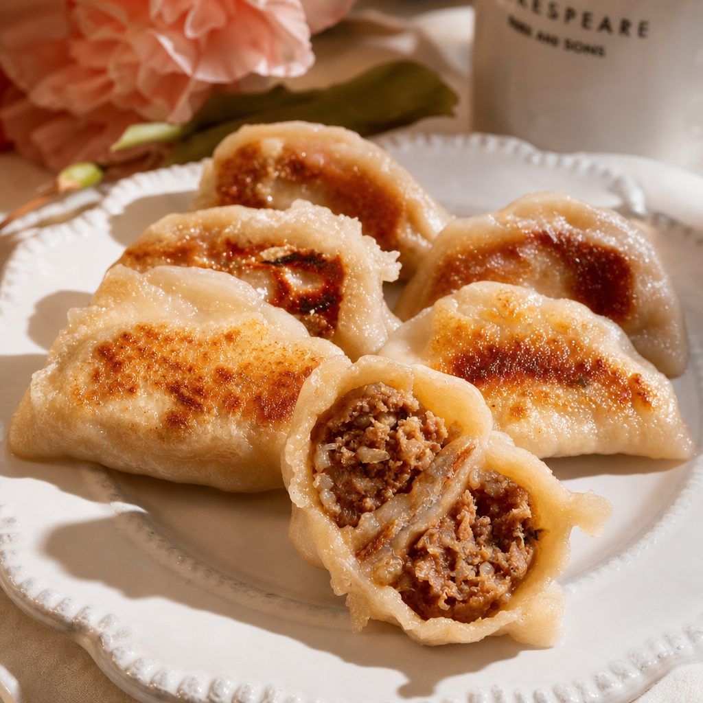 10pc Handmade Pork Celery Golden Potstickers (手工猪肉芹菜黄金锅贴) (大份).