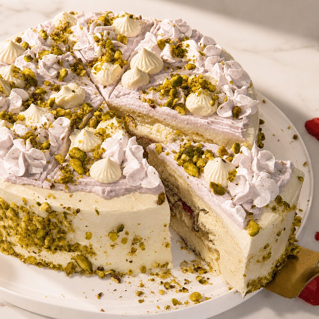 ⏰🎂 Pistachio Raspberry Whole Cake (树莓开心果蛋糕).