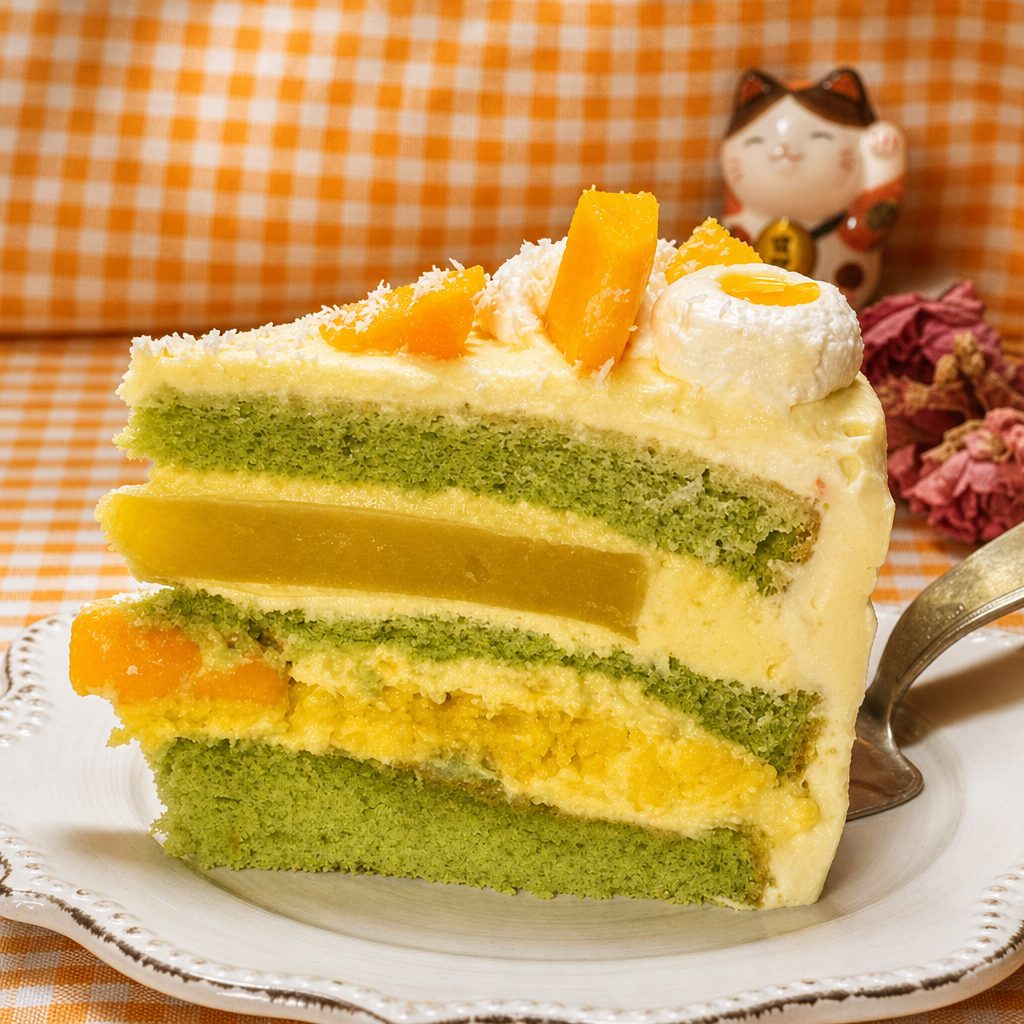 Tropical Mango & Passionfruit Cake Slice (热带风味芒果百香果切块).